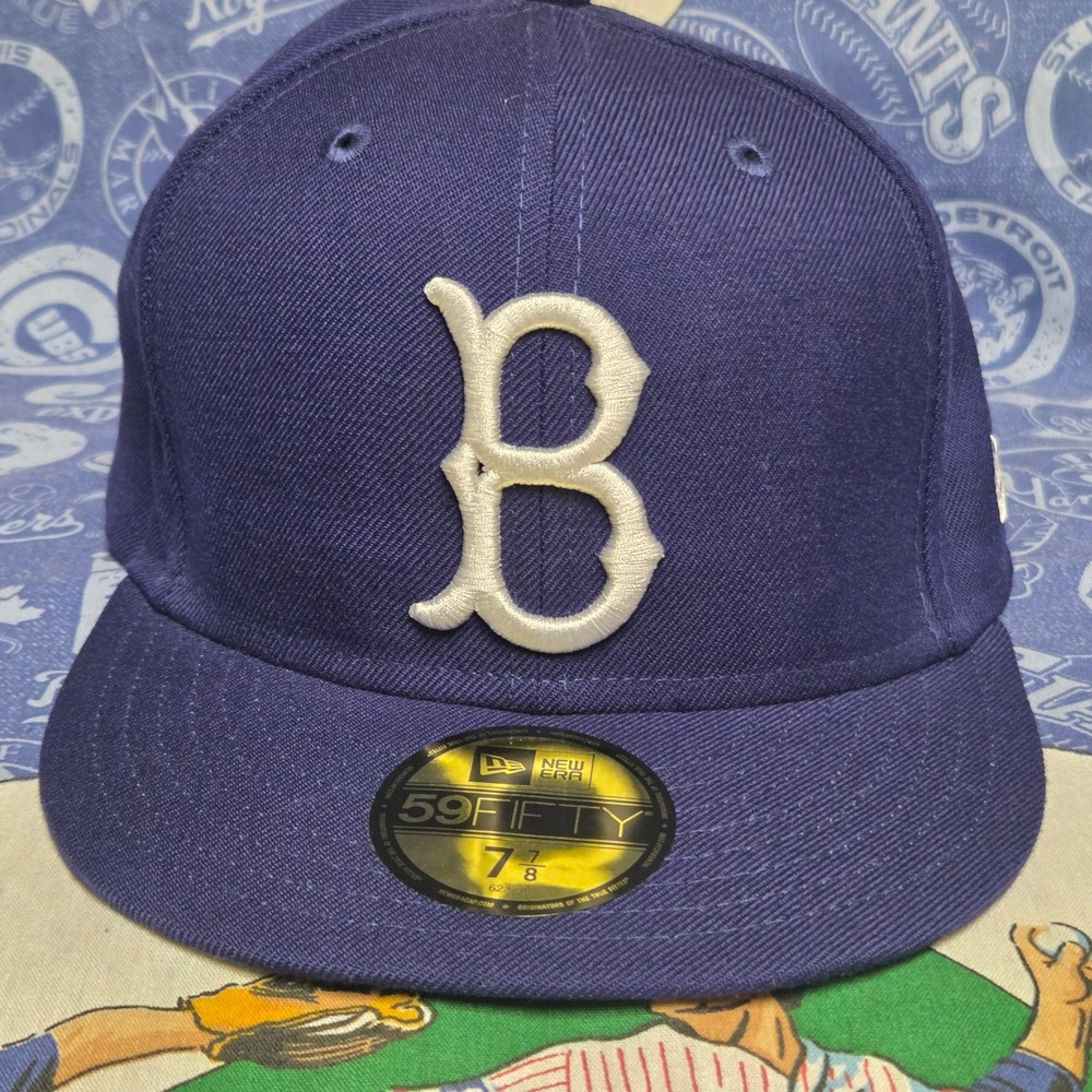 Brooklyn Dodgers New Era Hat Men 7 7/8 Blue Cooperstown 59FIFTY Fitted 100% Wool
